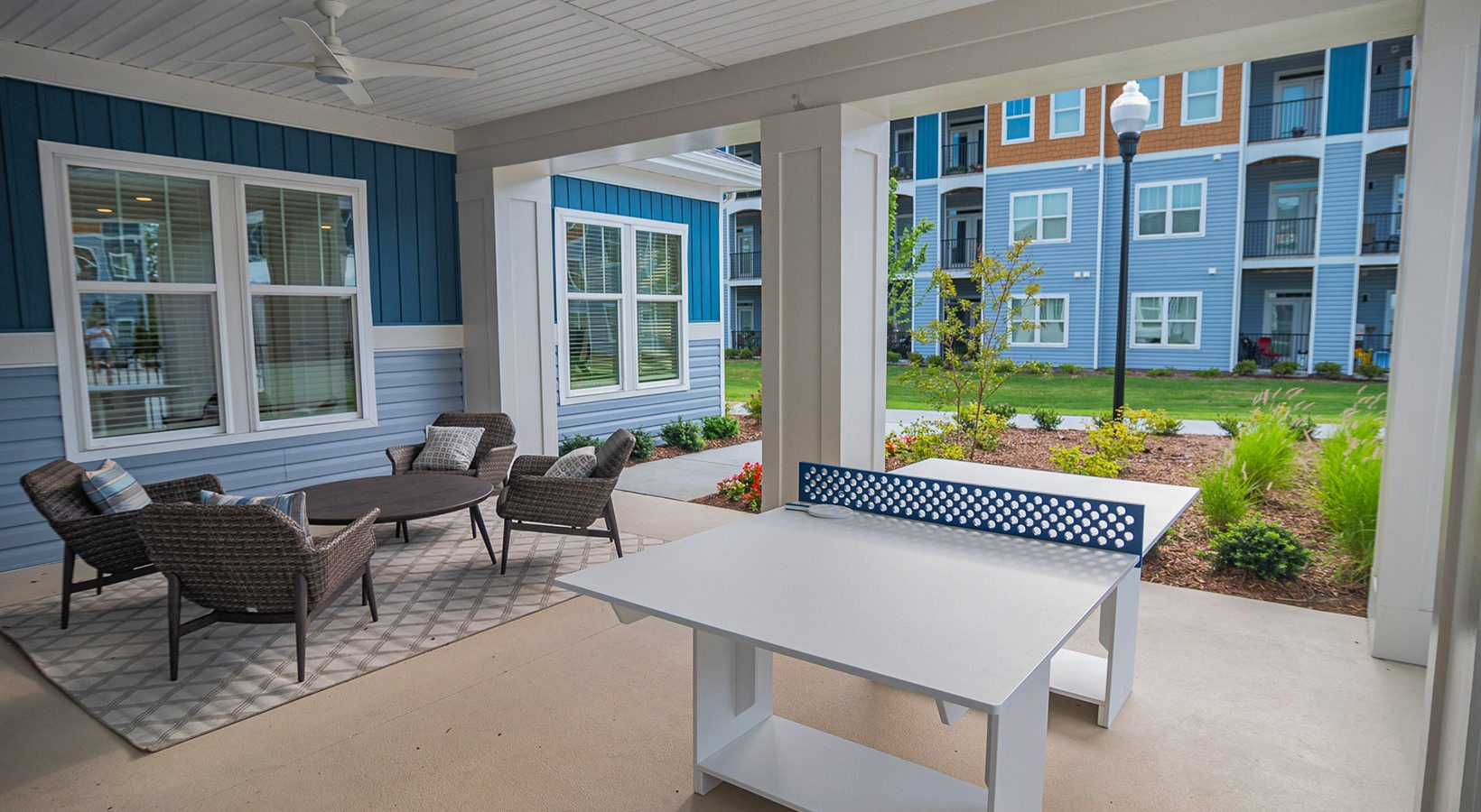 Hawthorne Multi-Family housing - Covered outdoor lounge