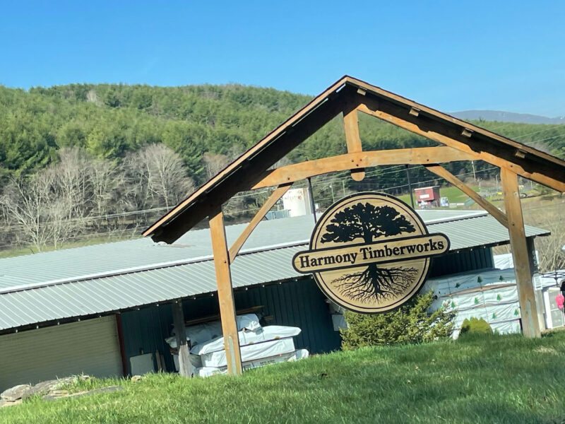 Harmony Timberworks sign
