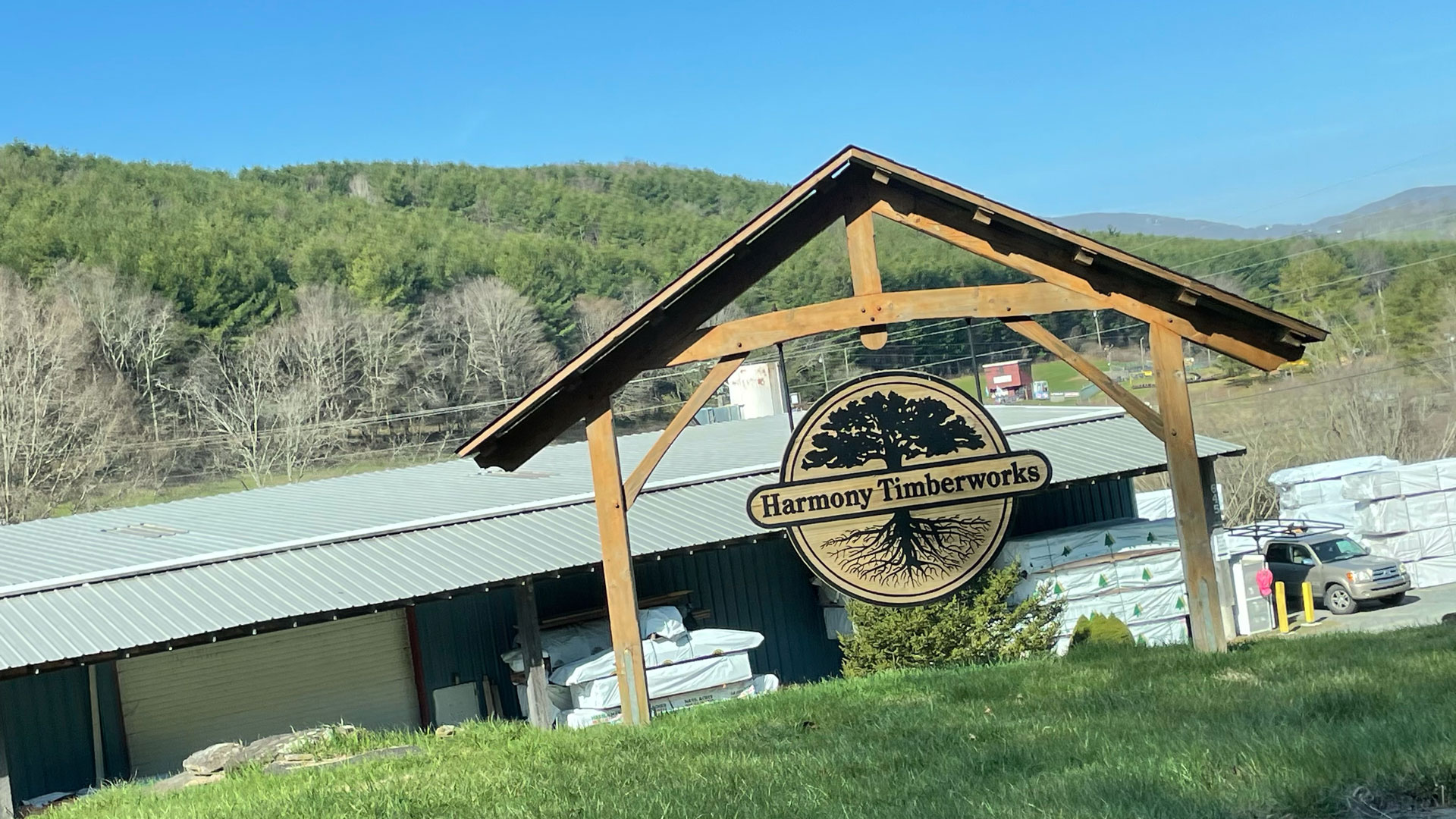 Harmony Timberworks sign