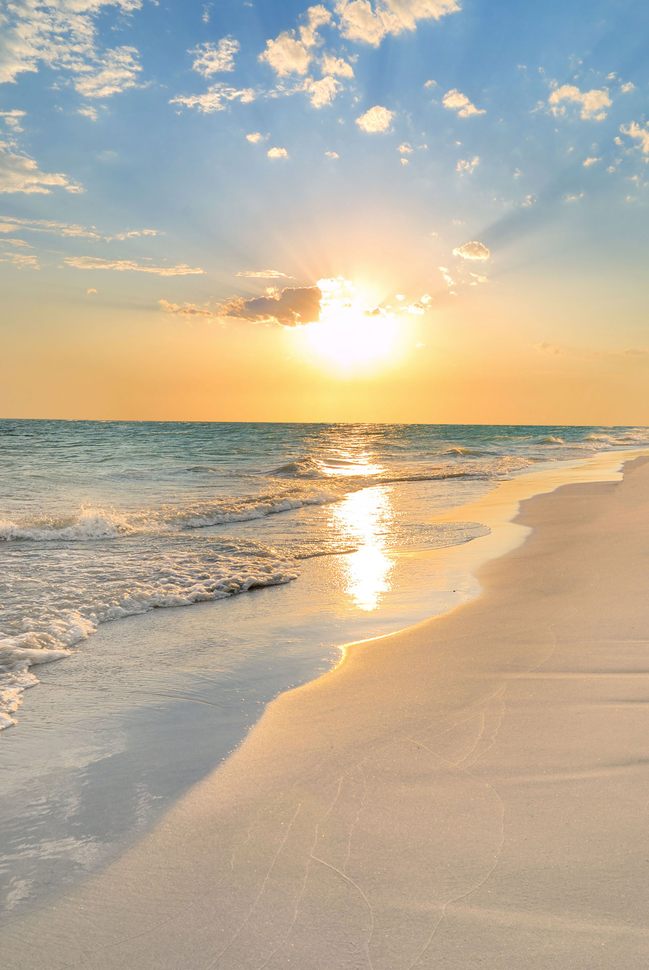 Tranquil beach sunset on Oak Island