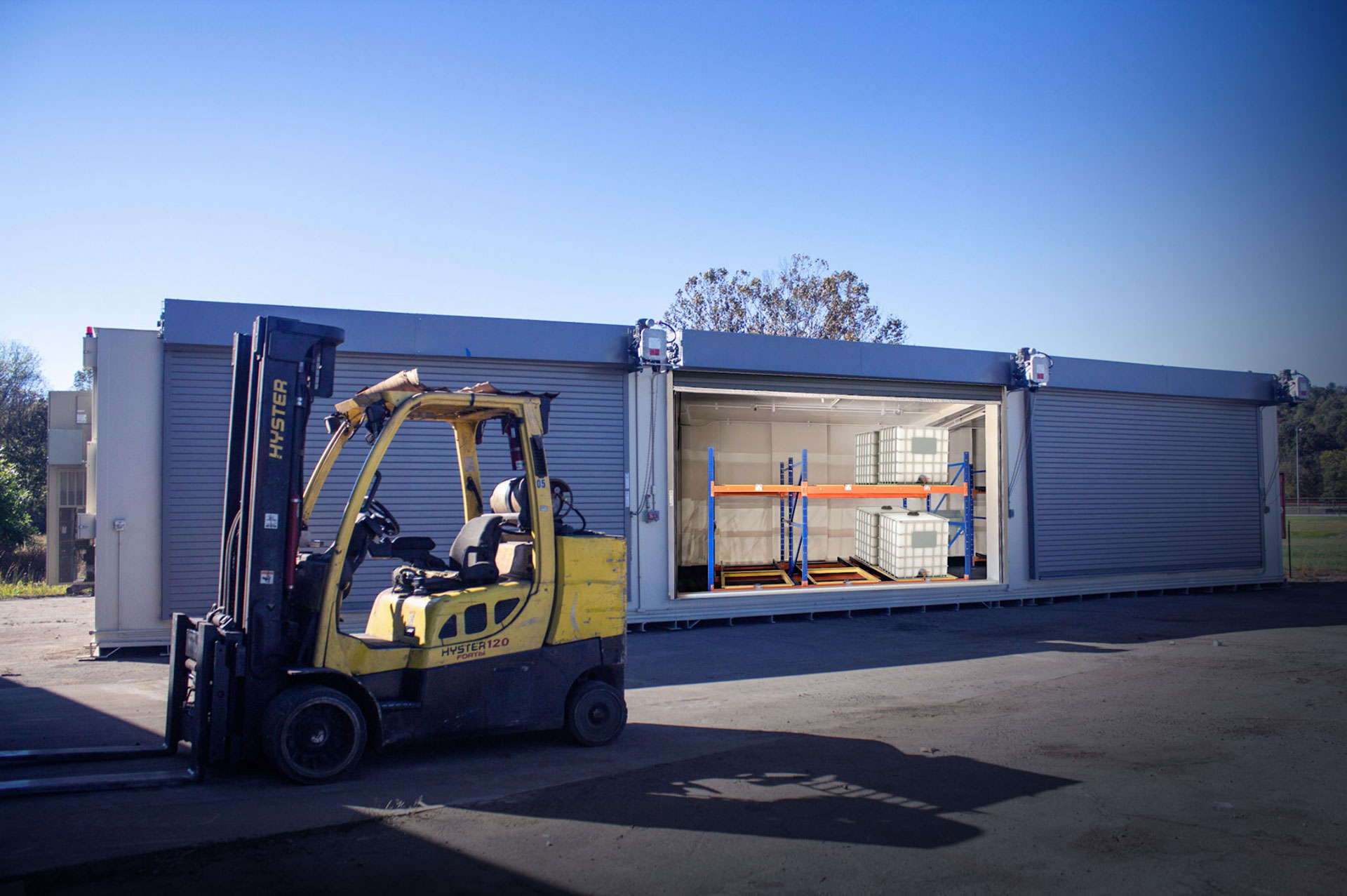 US Hazmat Storage facility with forklift